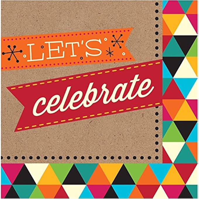 BIRTHDAY KRAFT LUNCHEON LETS CELEBRATE NAPKINS 16 PIECES